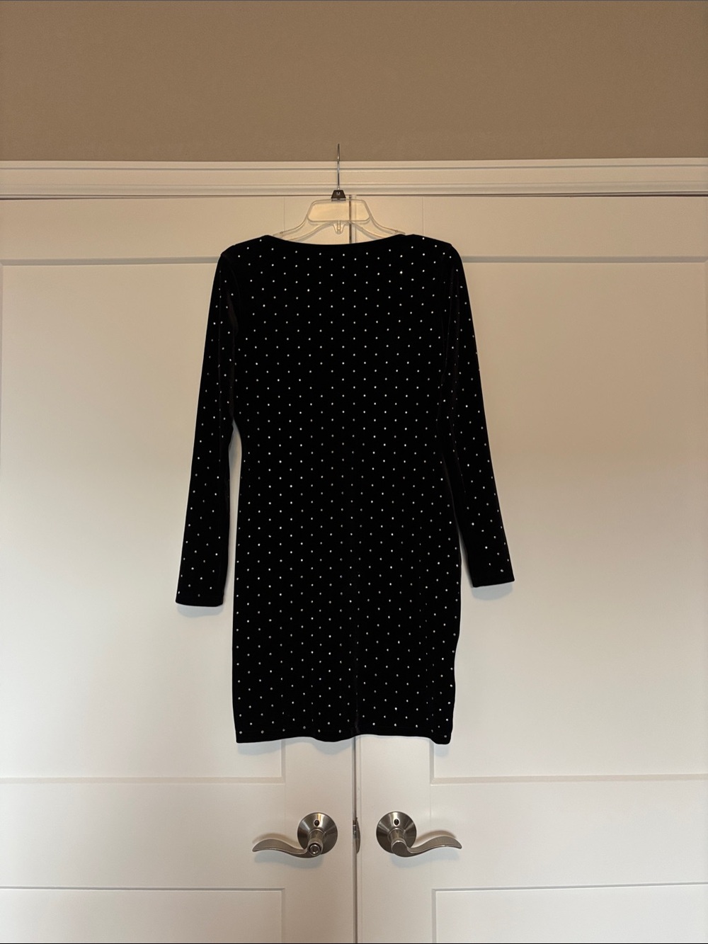 H&M Black Velvet Mini Dress with Crystal Dots